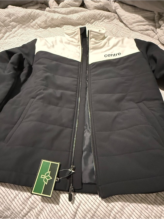 Left Of Centre Other - Centre Men's Black and Cream Quilted Puffer Jacket